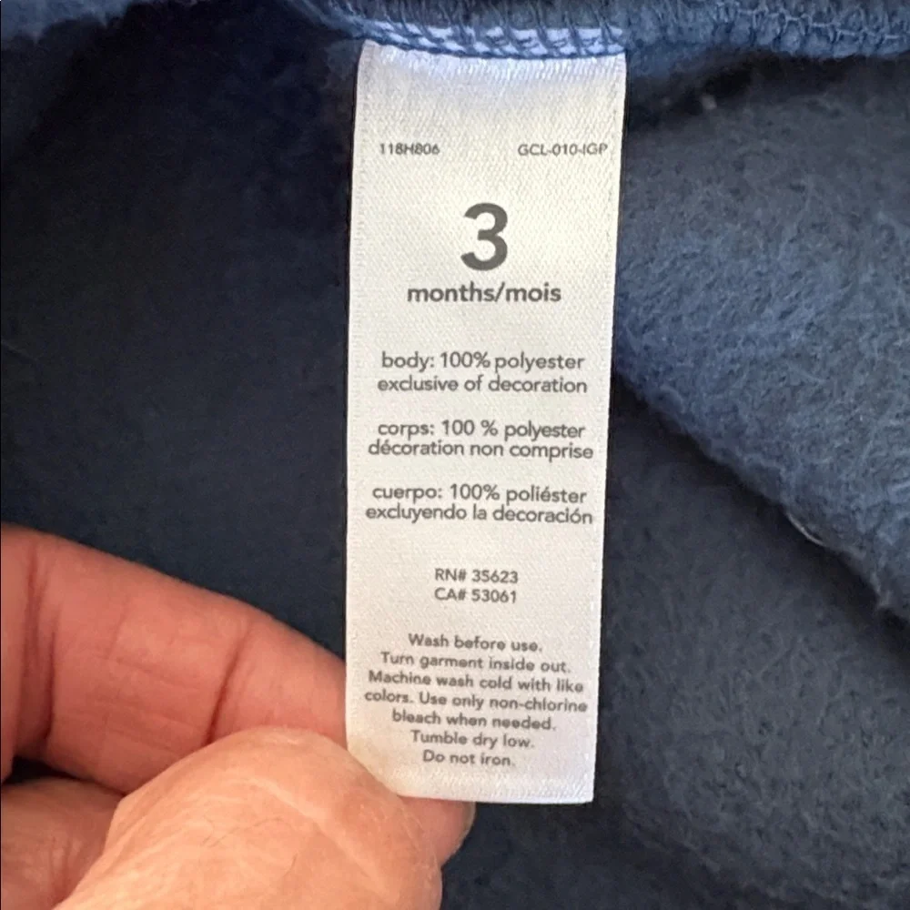 Carter's Fleece Sherpa Jumpsuit One Piece Half-Zip Blue Footless Size 3 Months